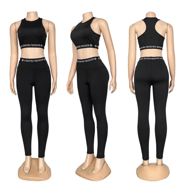 Sleeveless Top High Waist Skinny Jogging Suit