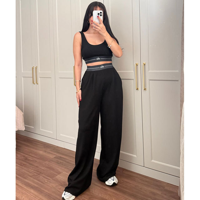Fashion Embroidery Tank Top Casual Yoga Suit