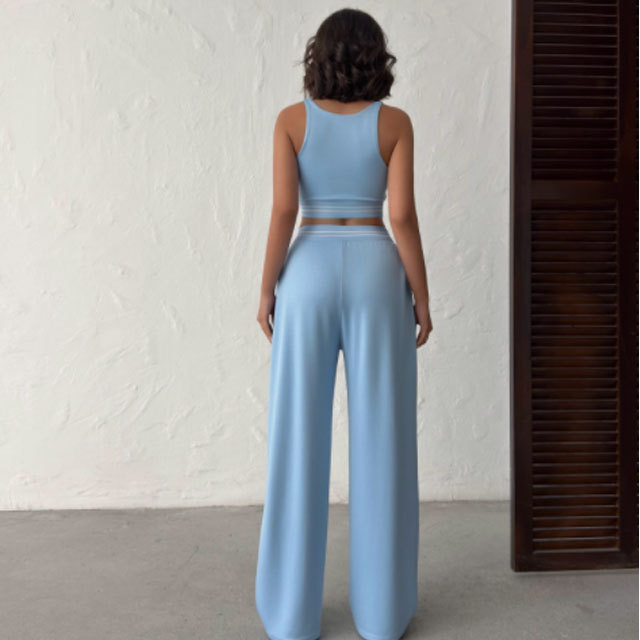 Fashion Embroidery Tank Top Casual Yoga Suit