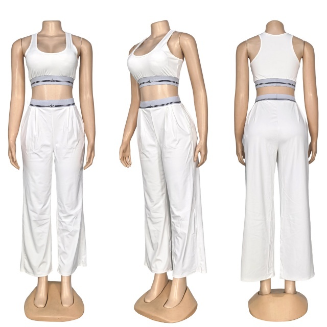 Fashion Embroidery Tank Top Casual Yoga Suit
