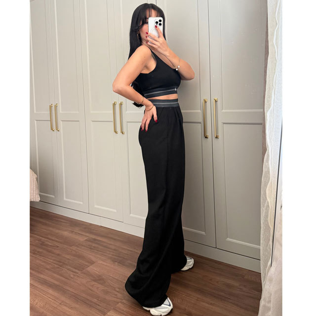 Fashion Embroidery Tank Top Casual Yoga Suit