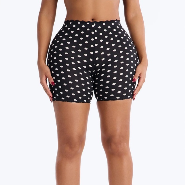 Printed Lace Trim Slim Fitted Shorts