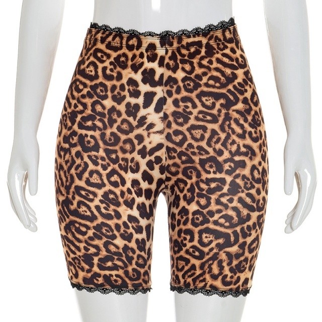 Printed Lace Trim Slim Fitted Shorts