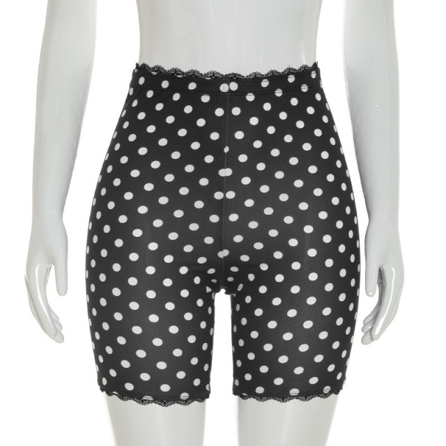 Printed Lace Trim Slim Fitted Shorts