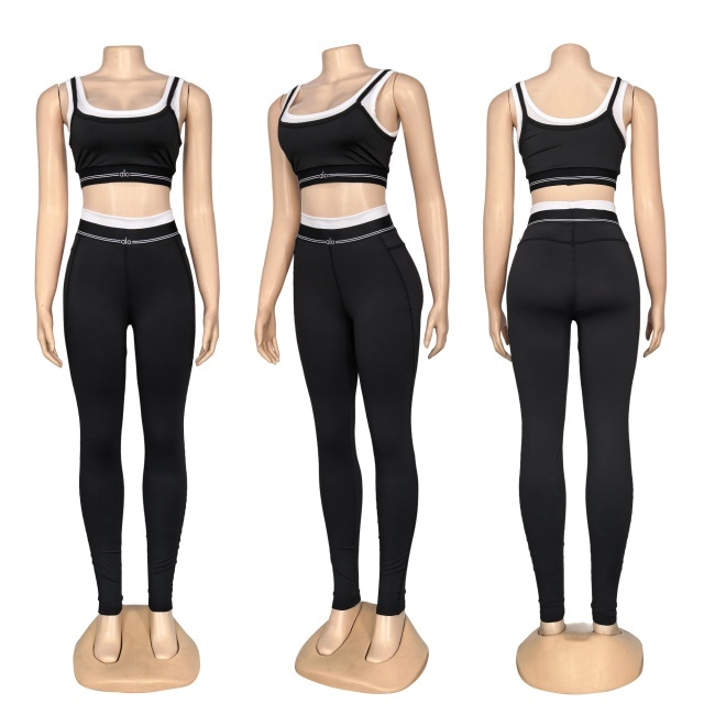 Fashion Embroidery High Waist Yoga Tracksuit Set