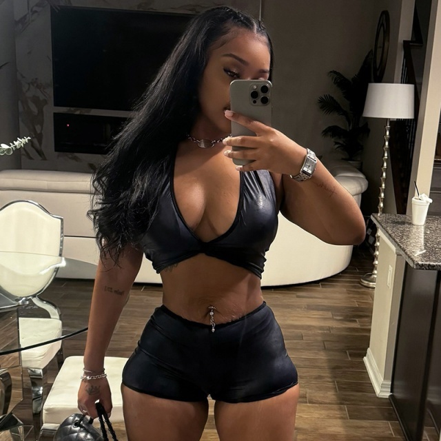 Halter Neck Crop Top Slim Fitted Short Set