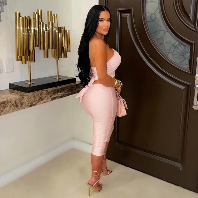 Hollow Out Halter Crop Top Midi Pant Set