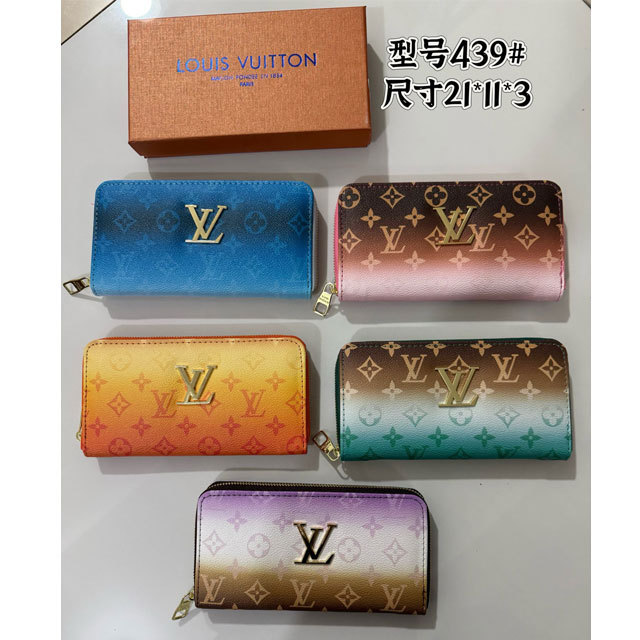 Metal Logo Leather Gradient Women Wallets