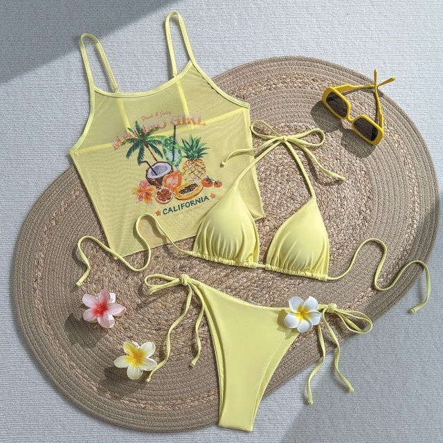 Beachwear Printed 3 Pieces Bikinis Set