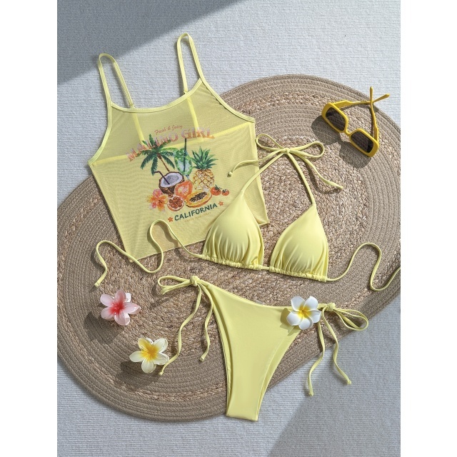 Beachwear Printed 3 Pieces Bikinis Set