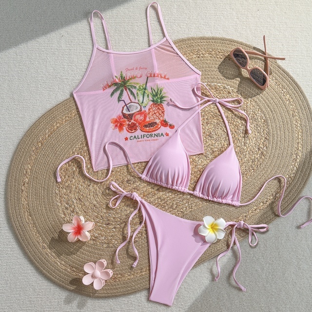 Beachwear Printed 3 Pieces Bikinis Set