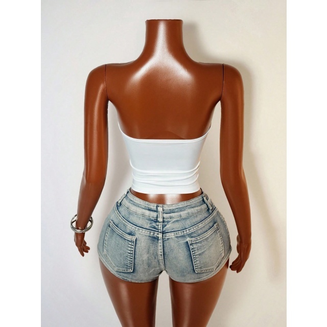 Cut Out Strapless Tube Top