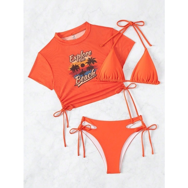 Explore Beach Printed Swimsuit Set 3 Pieces