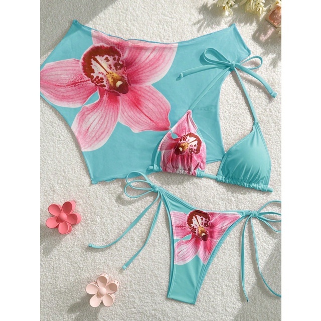 Floral Printed Beachwear Swimsuit Set