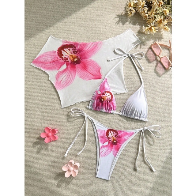 Floral Printed Beachwear Swimsuit Set