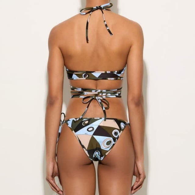Chic Printed Strappy Bikinis Set with Scarf