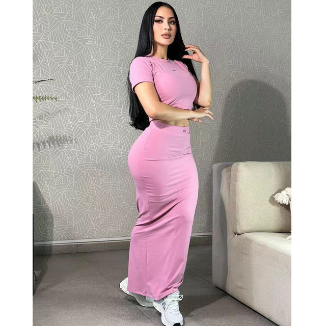 Fashion Yoga High Waist Slit Maxi Skirt Set