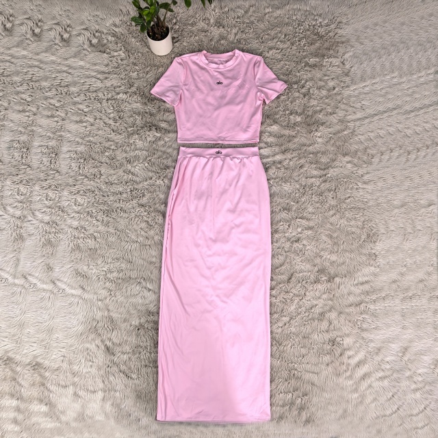 Fashion Yoga High Waist Slit Maxi Skirt Set