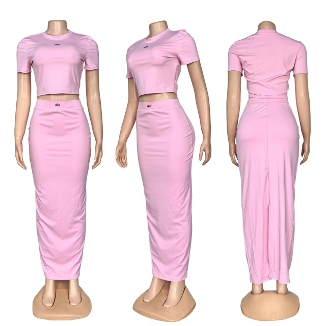 Fashion Yoga High Waist Slit Maxi Skirt Set