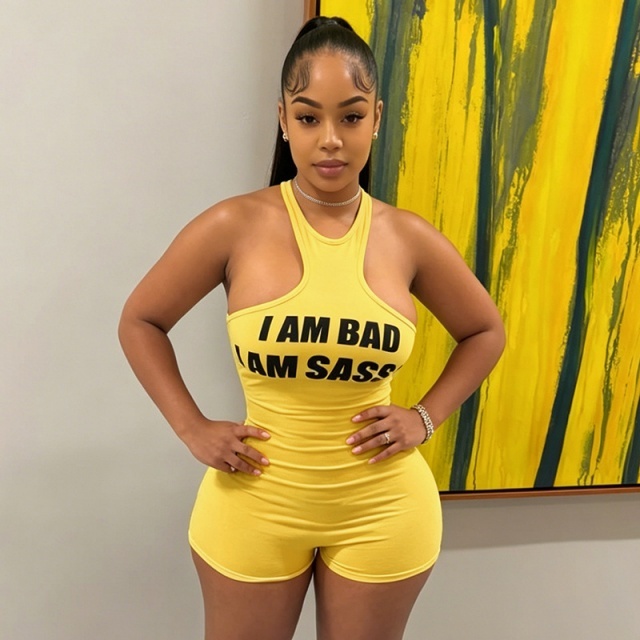 I AM BAD I AM SASSY Halter Fitted Romper