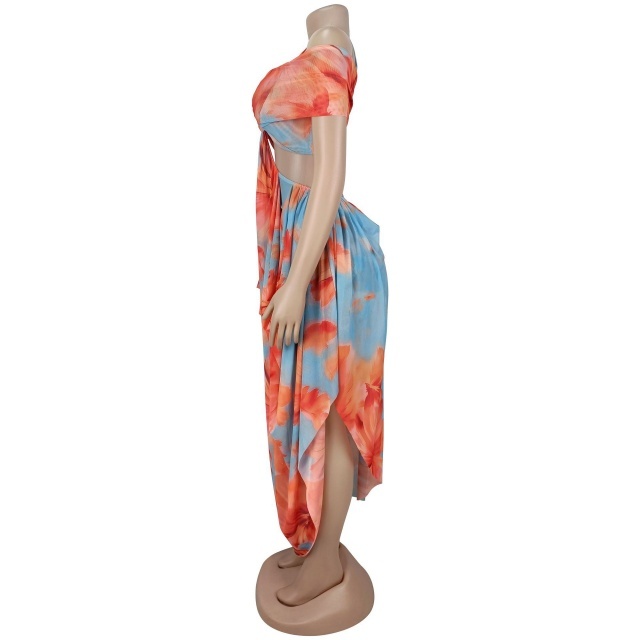 Off Shoulder Hollow Out Vacation Maxi Dress