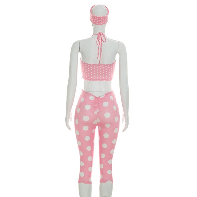 Polka Dots Halter Top Midi Pants Set