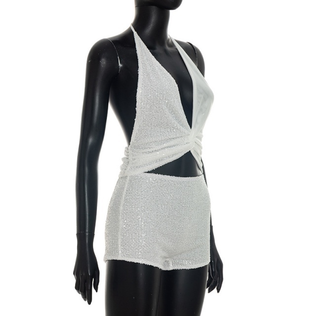 Sequin Twist Ruched Crop Top Short set