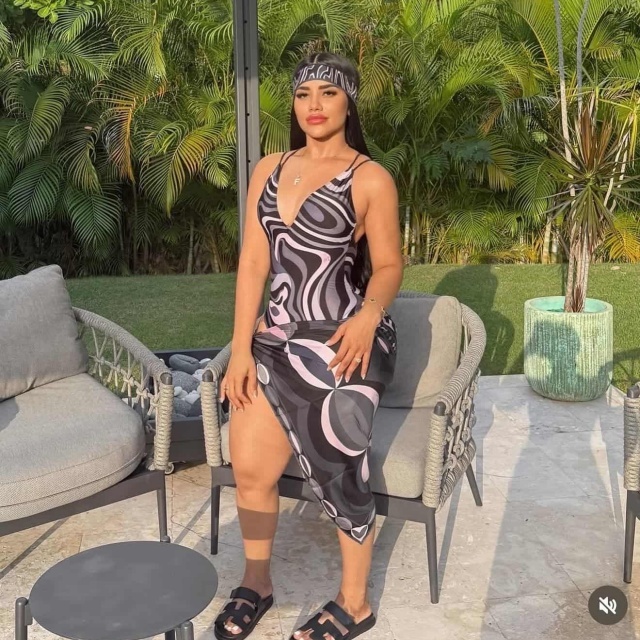 U Neckline Backless Strappy One Piece Swimsuit with Scarf
