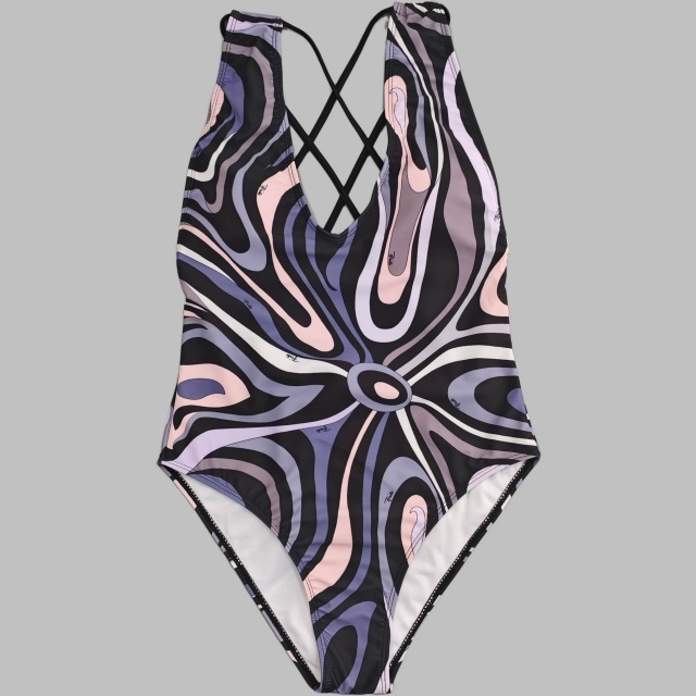 U Neckline Backless Strappy One Piece Swimsuit with Scarf