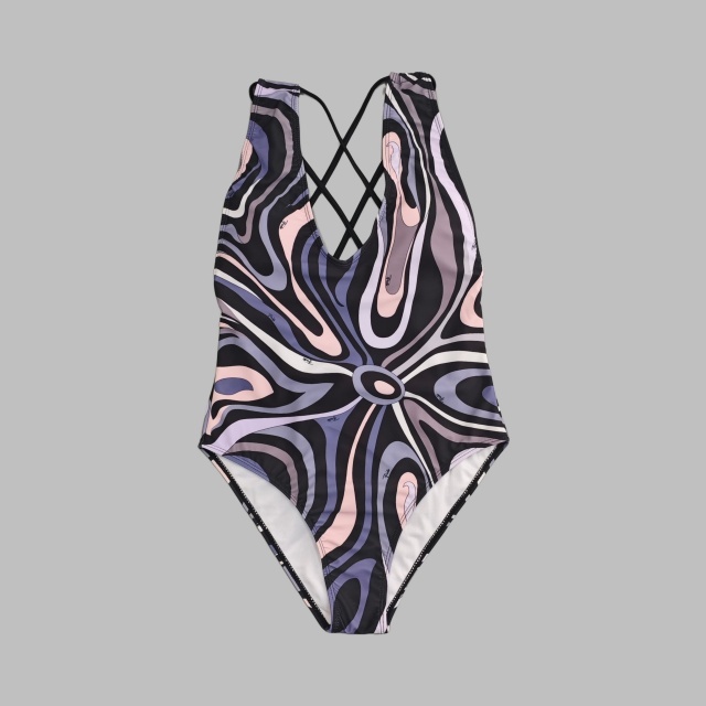 U Neckline Backless Strappy One Piece Swimsuit with Scarf