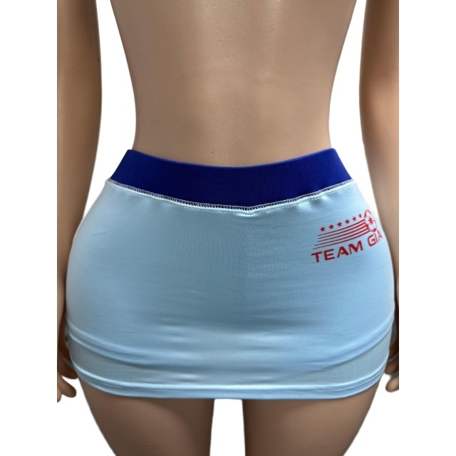 Contrast Color Crop Top Bodycon Skirt Set