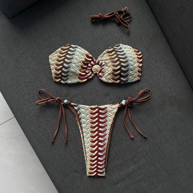 Strapless Tube Top Low Waist Bikinis Set