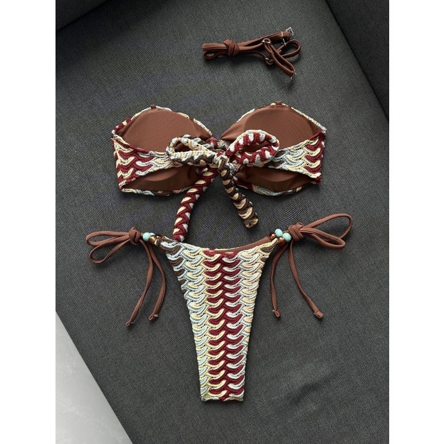 Strapless Tube Top Low Waist Bikinis Set