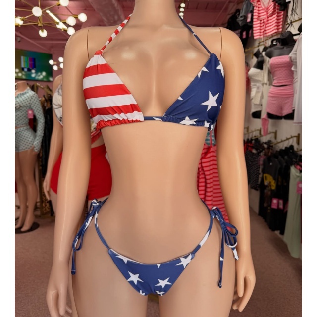 USA Printed Bikinis Set 3 Pieces