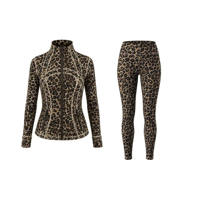 Leopard Print Yoga Tracksuit Set
