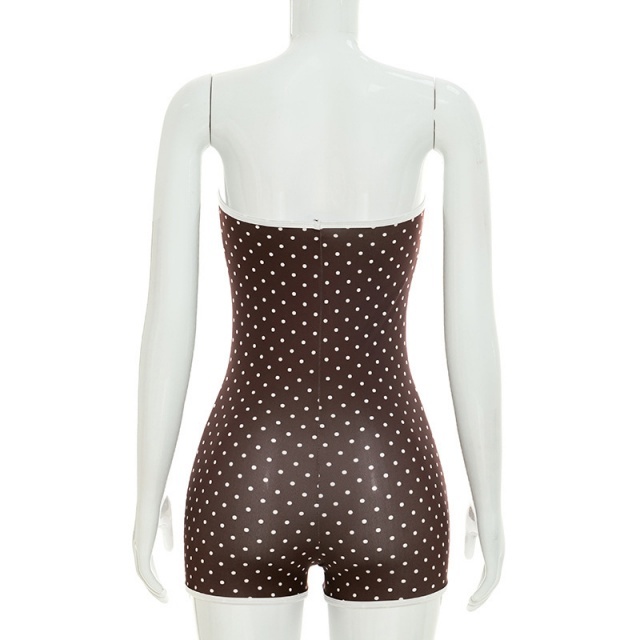 Polka Dots Strapless Tube Fitted Romper