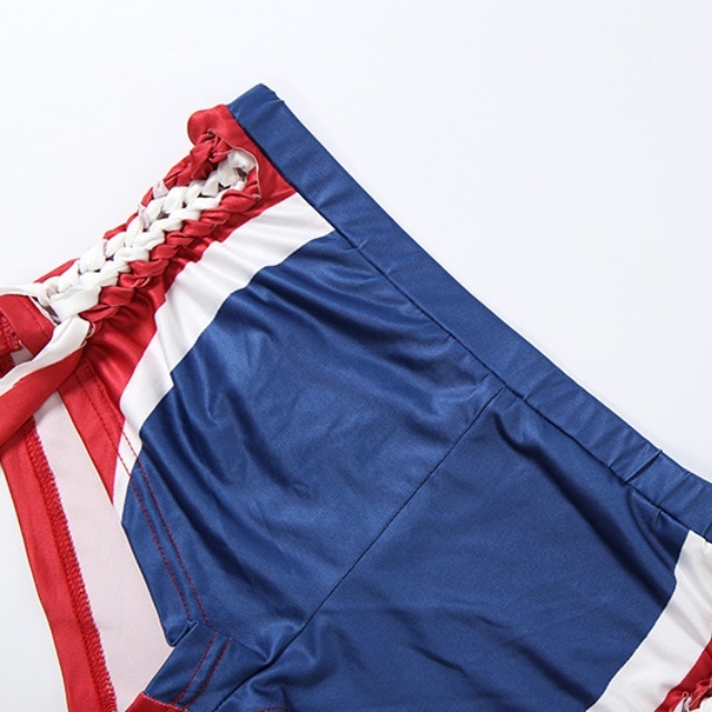 V Neck Laced-up Top Athleisure Drawstring Shorts Set