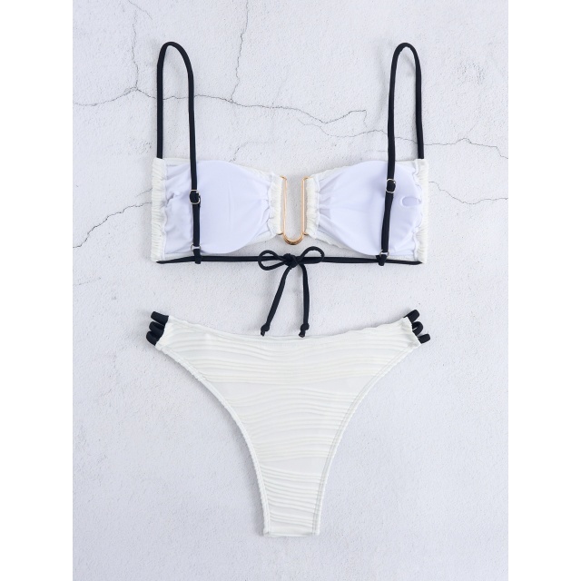 Solid Color Low Waist Bikini Set