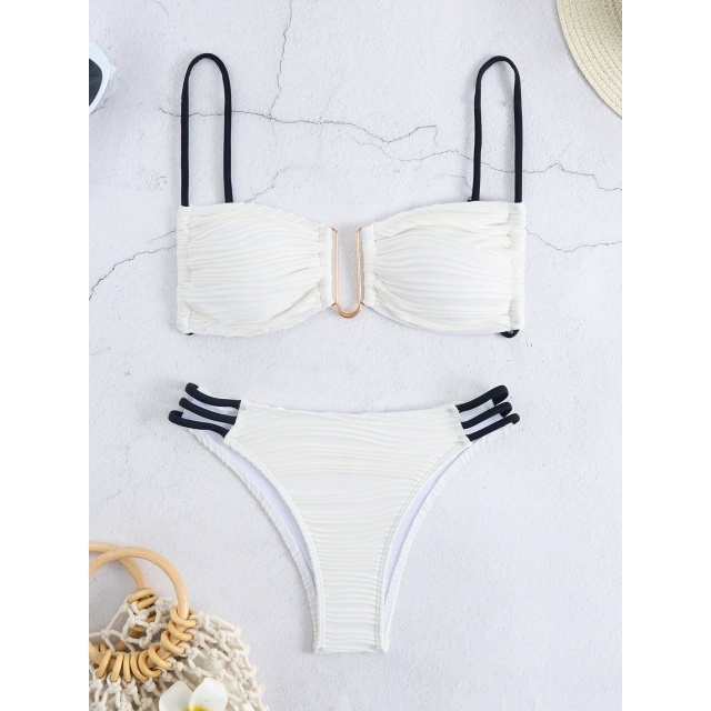 Solid Color Low Waist Bikini Set