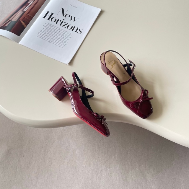 Fashion Leather Square Toe Chunky Sandals