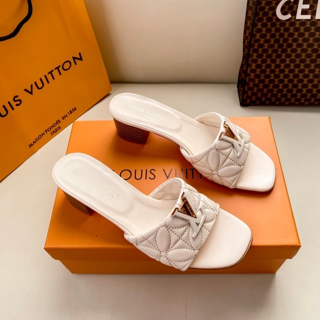 Fashion Logo Leather Women Chunky Sandals
