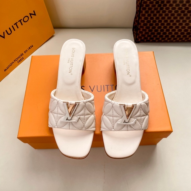 Fashion Logo Leather Women Chunky Sandals