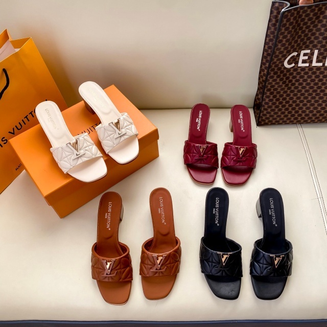 Fashion Logo Leather Women Chunky Sandals