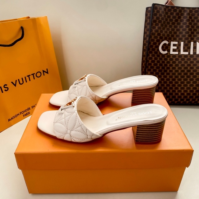 Fashion Logo Leather Women Chunky Sandals