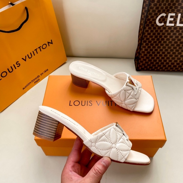 Fashion Logo Leather Women Chunky Sandals