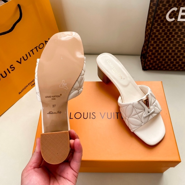 Fashion Logo Leather Women Chunky Sandals