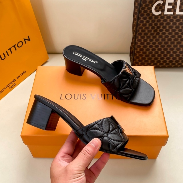 Fashion Logo Leather Women Chunky Sandals
