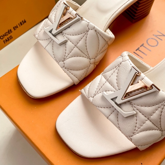 Fashion Logo Leather Women Chunky Sandals