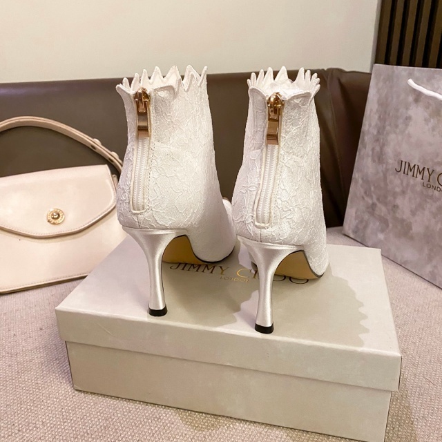 Lace Pointed Toe High Heeled Boots