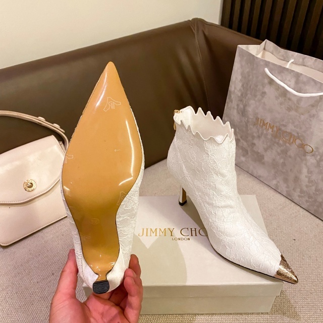 Lace Pointed Toe High Heeled Boots